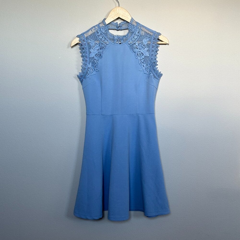 Lace Dress Francesca’s Size Small Oxford Blue High Lace Collar *TINY FLAW